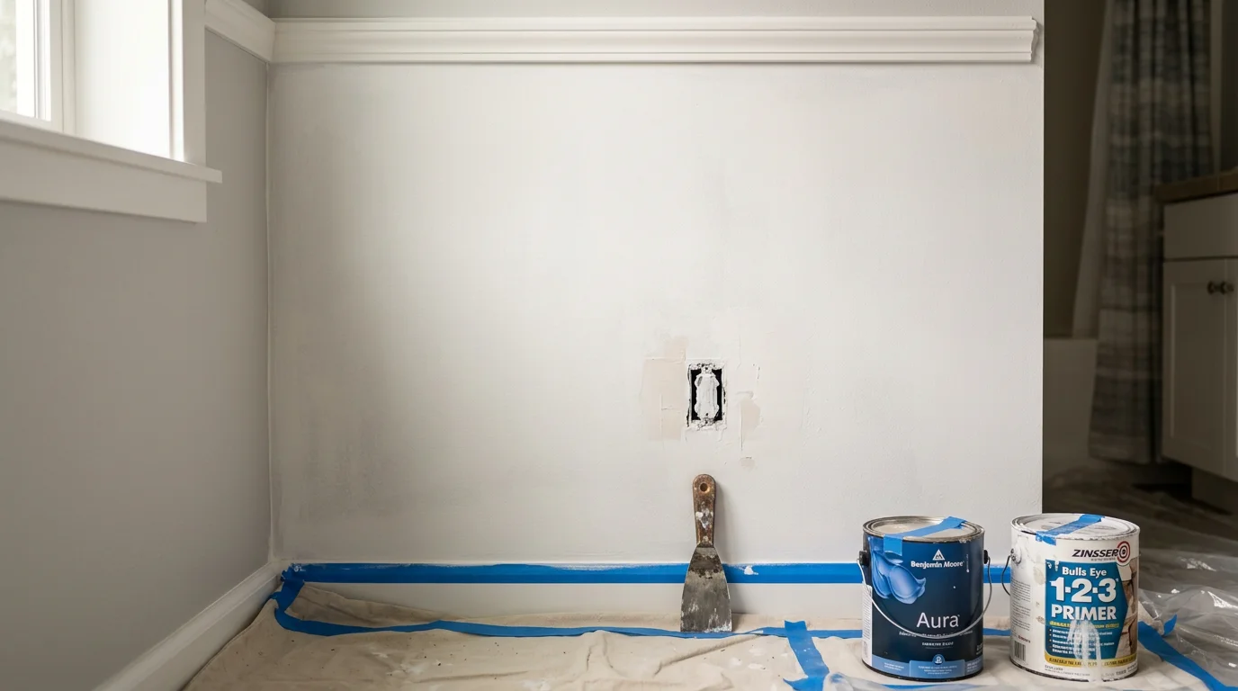 Freshly painted interior living room walls with clean trim lines in a Silverdale, WA home. Smooth, even finish on walls and ceiling with no visible brush marks or surface imperfections.